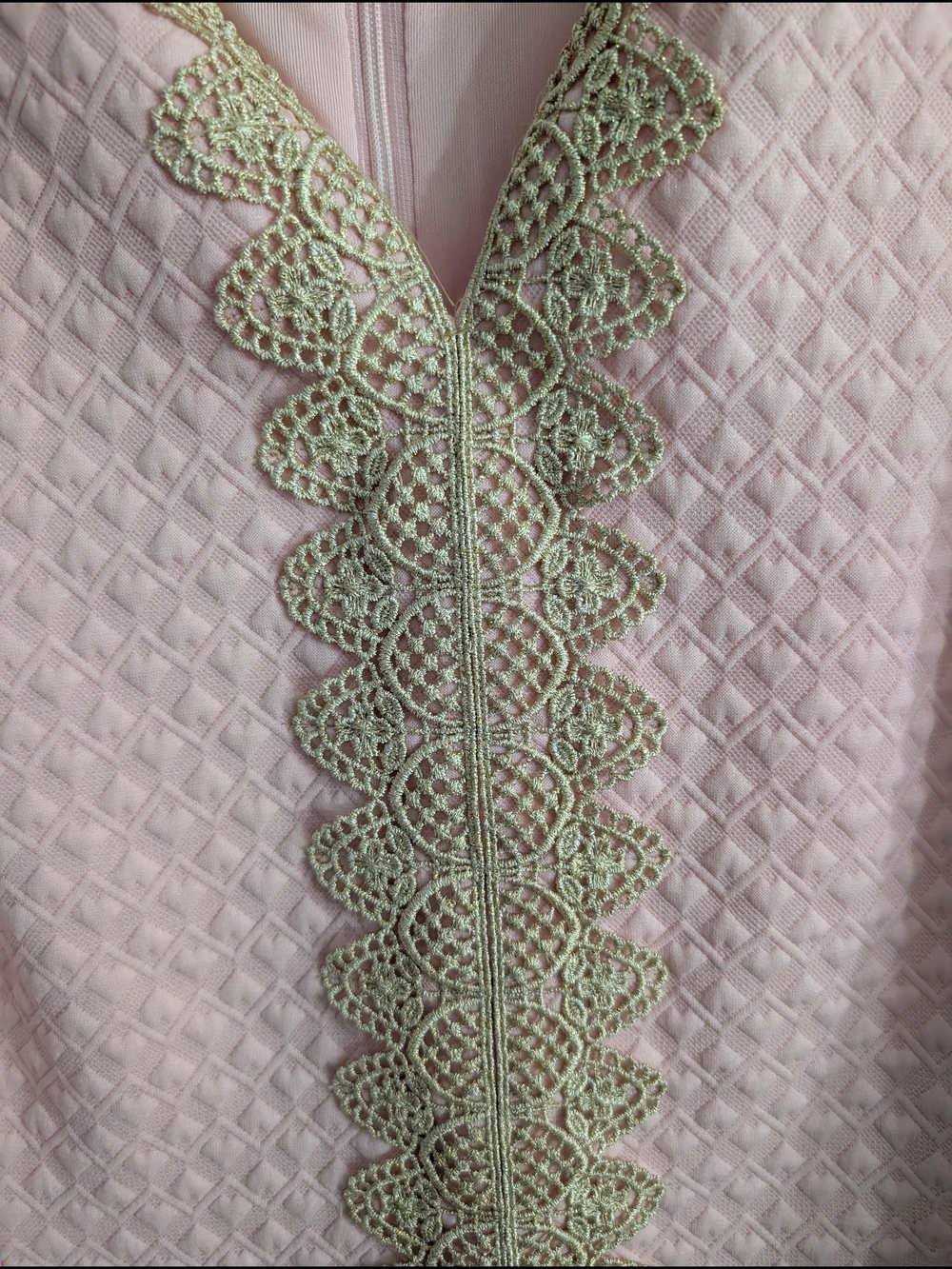 Pappagallo Pink Sleeveless Mini Dress with Gold Lace Trim - Picture 6 of 7